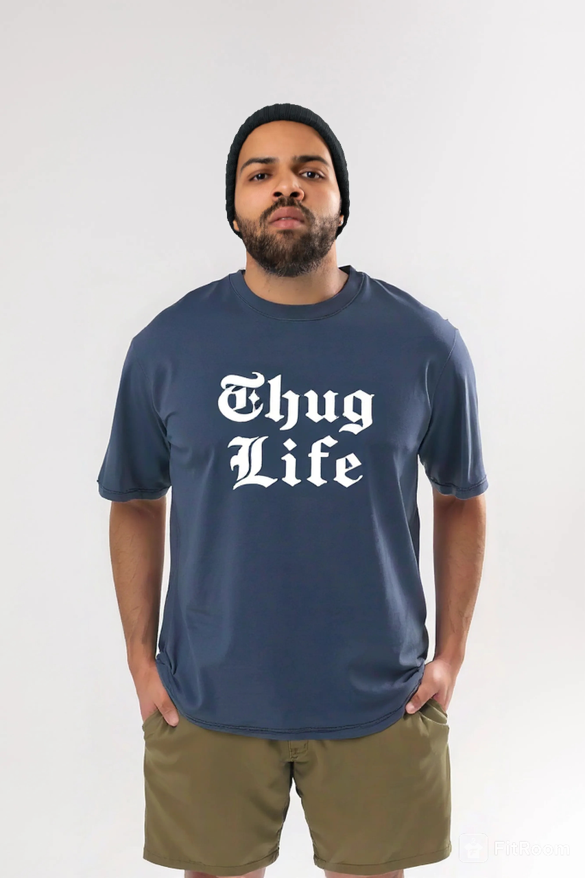 Men’s Blue Oversized Graphic Tee – Drop Shoulder | Relaxed Fit