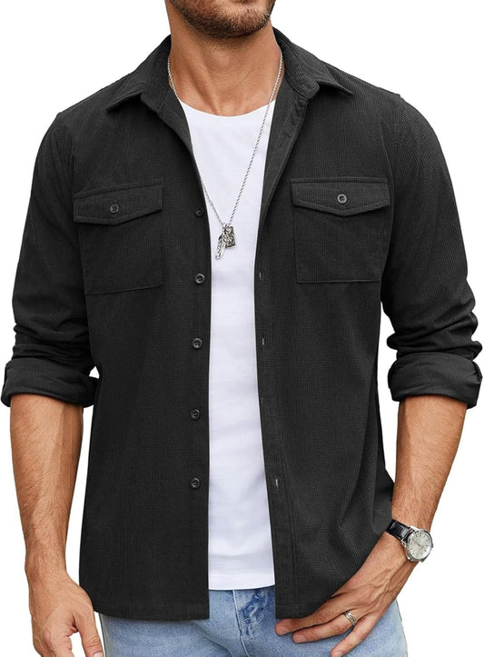 Men’s Full Sleeve Double Pocket Shirt – Effortless Style & Comfort black Color