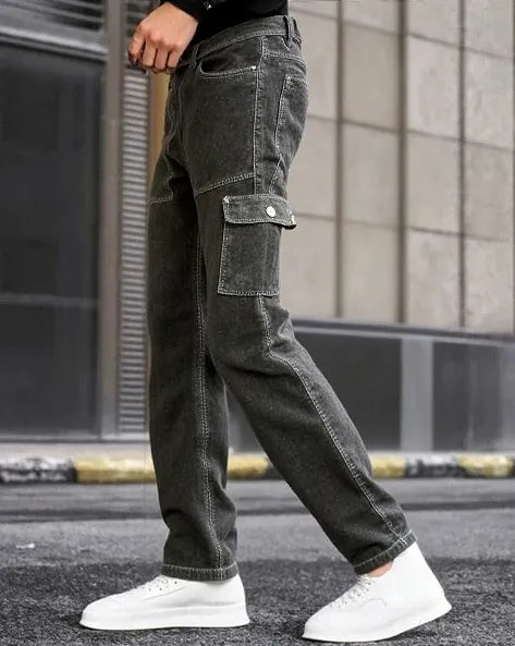 Trendy Men's Cargo Jeans with Side Pockets
