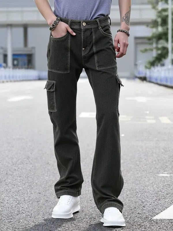 Trendy Men's Cargo Jeans with Side Pockets