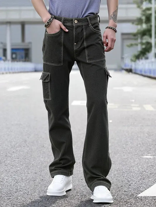 Trendy Men's Cargo Jeans with Side Pockets
