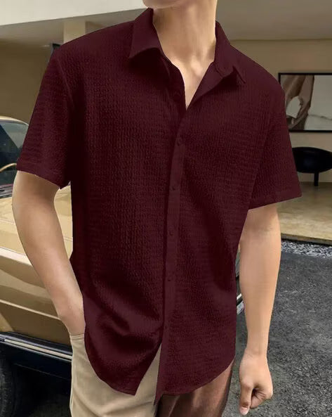 Everyday Cool Mens Casual Summer Shirt Maroon Color