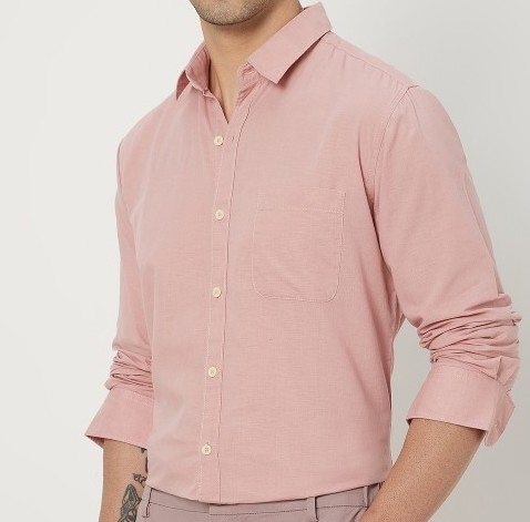 Men's Stylish Solid Casual Shirt - Regular Fit and Formal Wear Pink Color