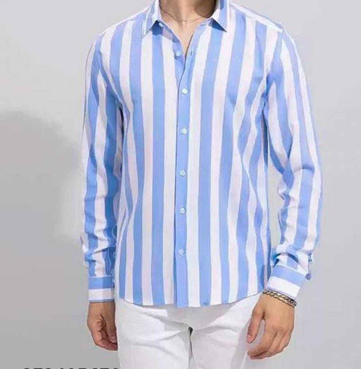 Urban Vibe Men's Blue Striped Classic Shirt