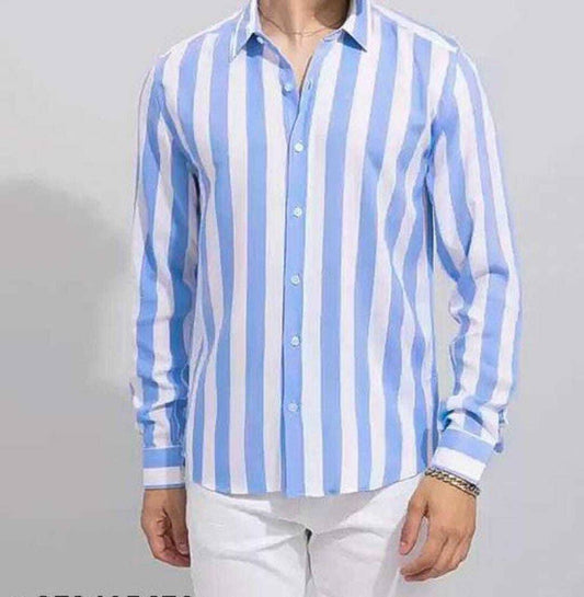 Urban Vibe Men's Blue Striped Classic Shirt