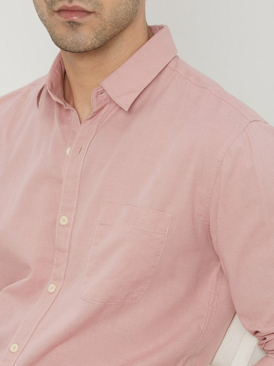 Men's Stylish Solid Casual Shirt - Regular Fit and Formal Wear Pink Color