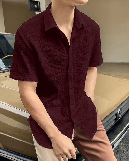 Everyday Cool Mens Casual Summer Shirt Maroon Color