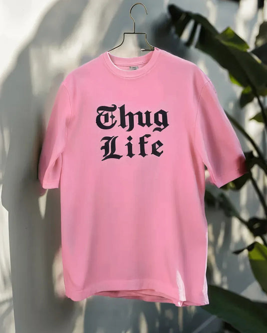 Men’s Pink Oversized Graphic Tee – Drop Shoulder | Relaxed Fit