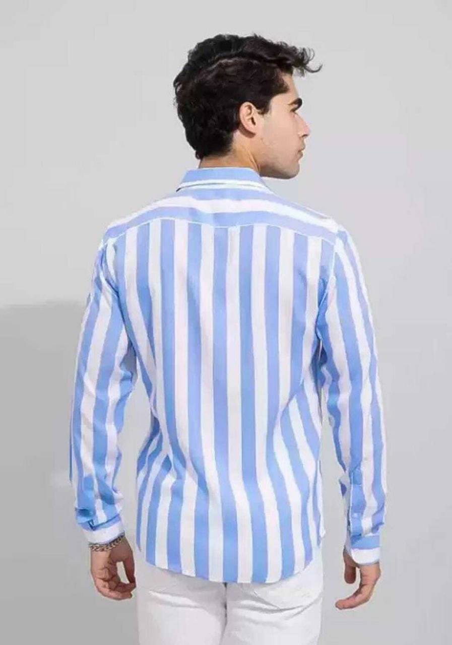 Urban Vibe Men's Blue Striped Classic Shirt