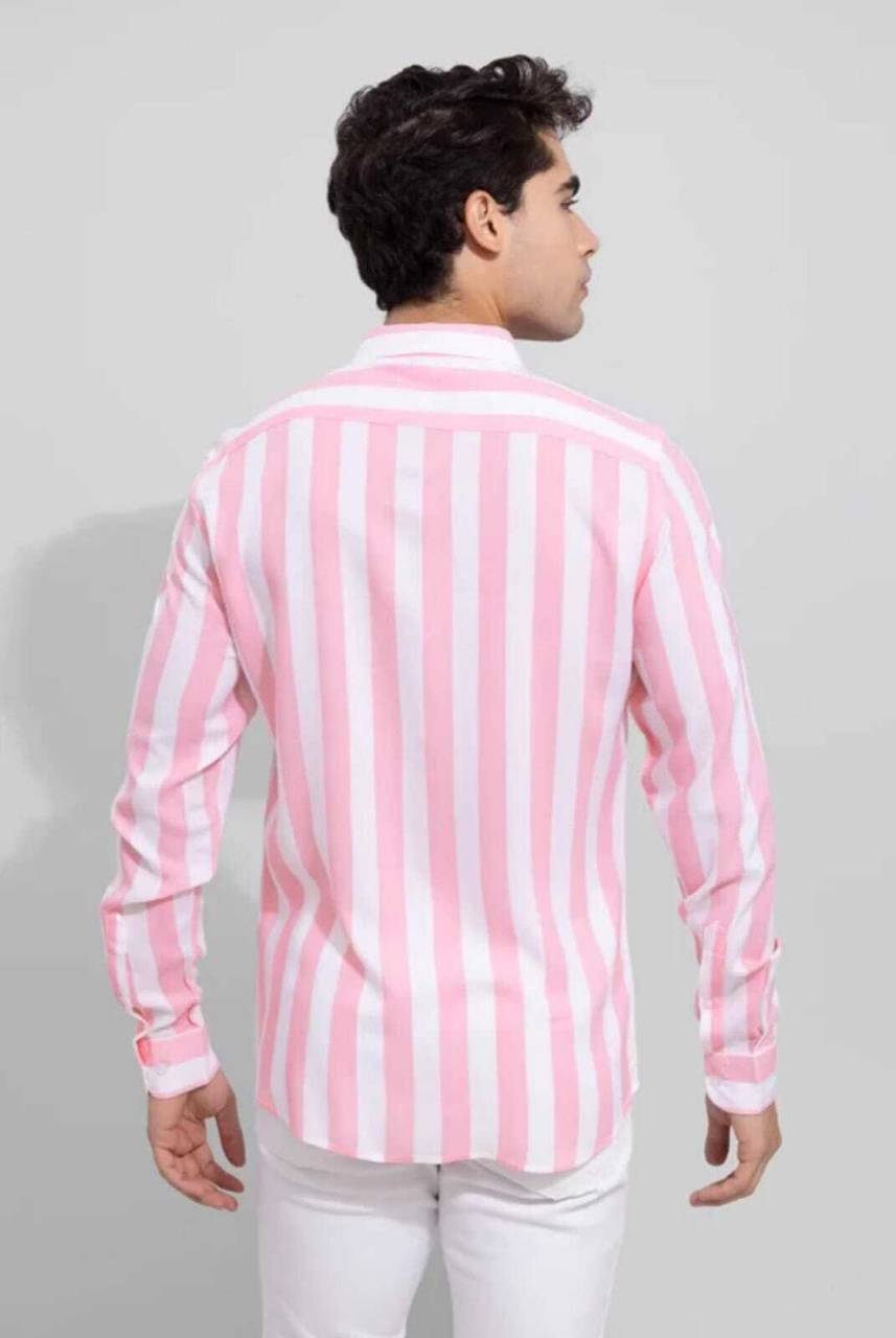 Urban Vibe Men's Pink Striped Classic Shirt