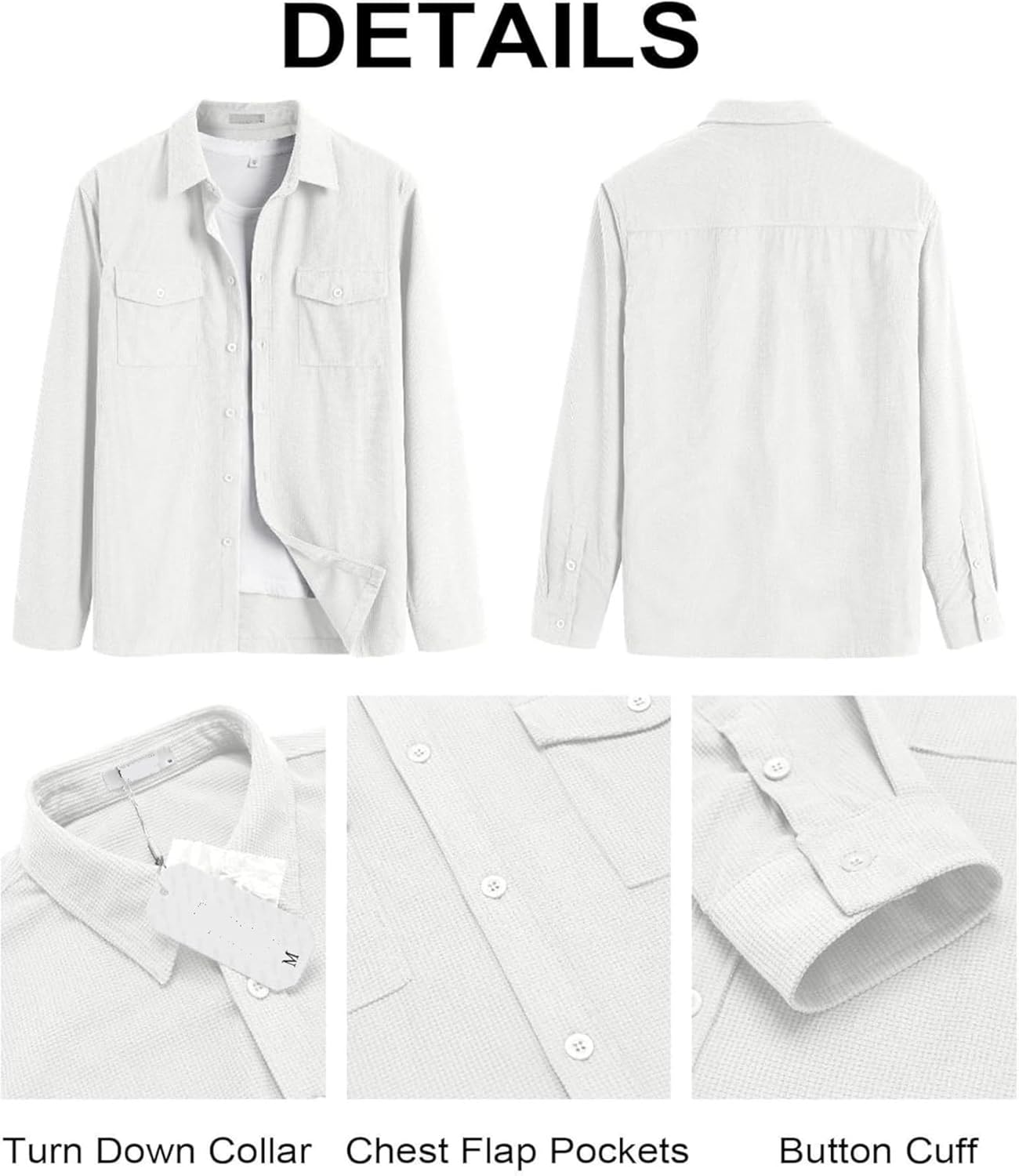 Men’s Full Sleeve Double Pocket Shirt – Effortless Style & Comfort White Color