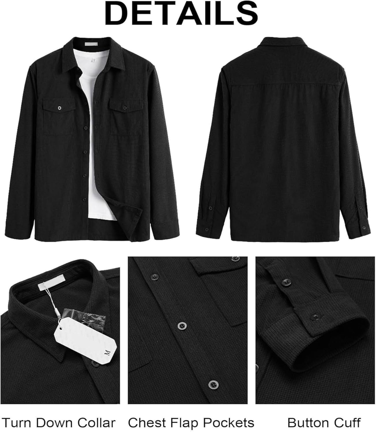 Men’s Full Sleeve Double Pocket Shirt – Effortless Style & Comfort black Color