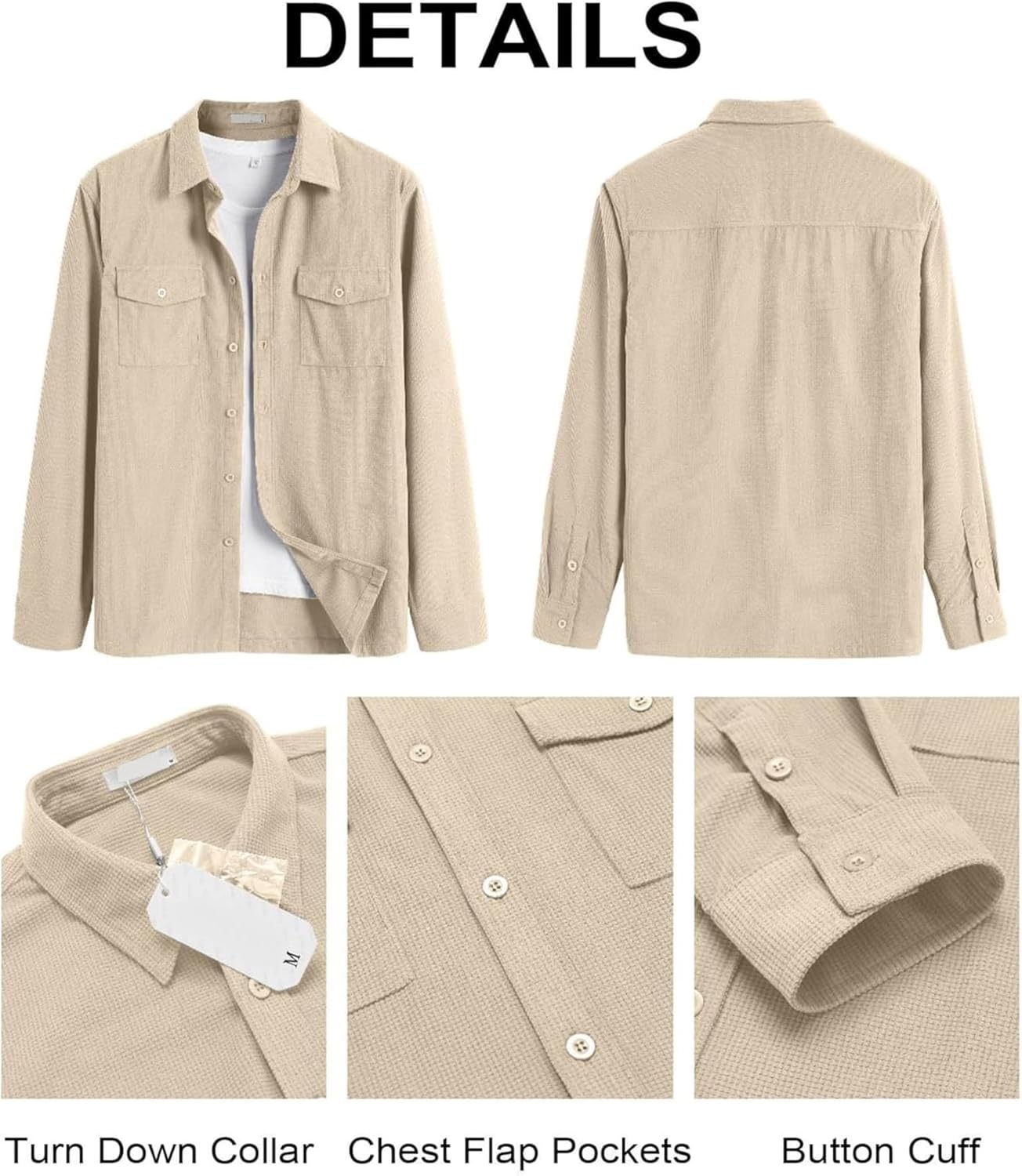 Men’s Full Sleeve Double Pocket Shirt – Effortless Style & Comfort Cream Color