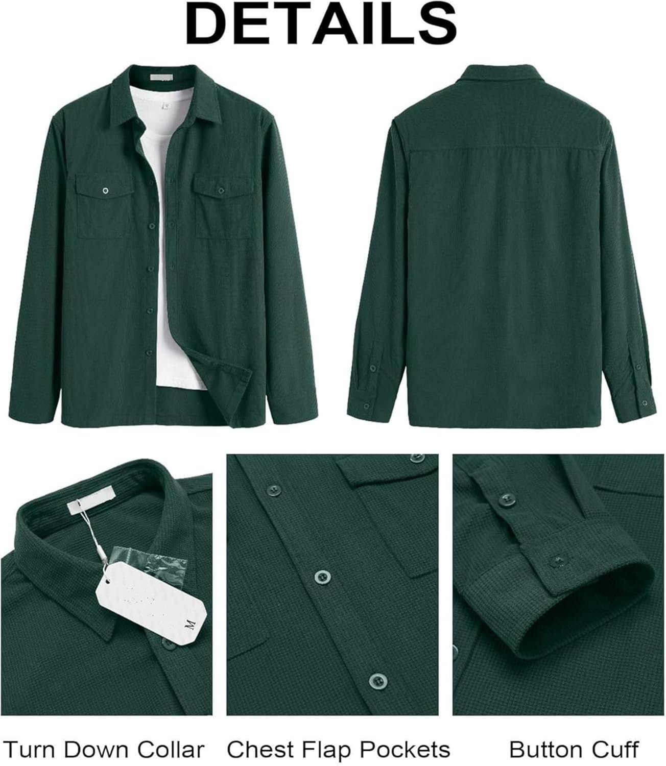 Men’s Full Sleeve Double Pocket Shirt – Effortless Style & Comfort Dark Green Color