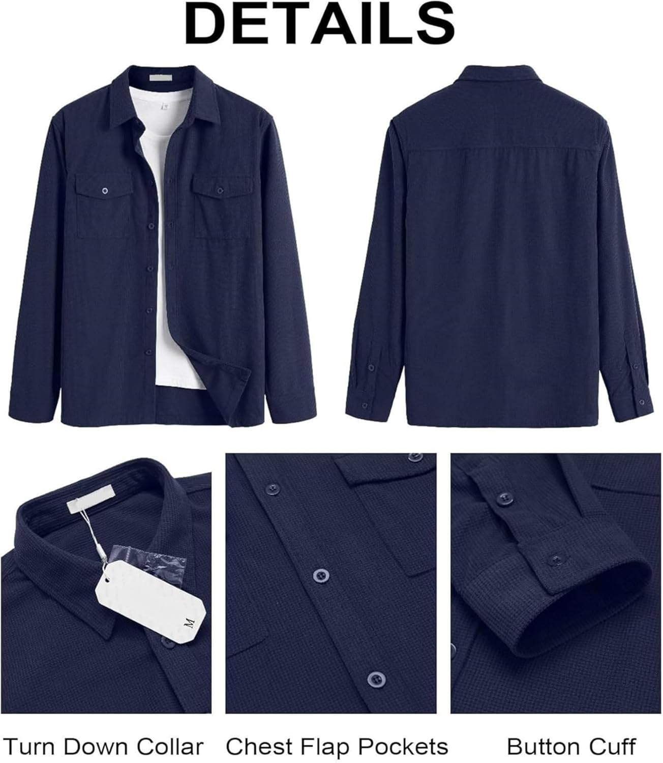 Men’s Full Sleeve Double Pocket Shirt – Effortless Style & Comfort Navy Blue Color