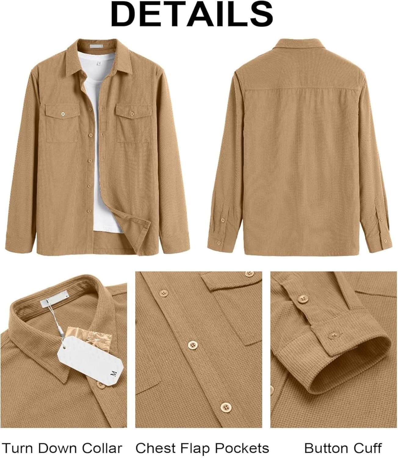 Men’s Classic Double Pocket Shirt – Full Sleeve | Regular Fit | Casual Look Brown Color