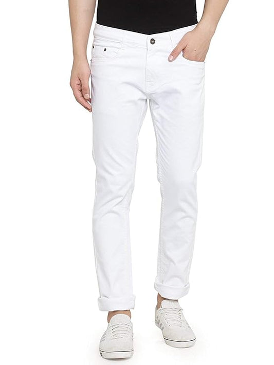 Men's Straight Fit White Jeans – Stylish, Comfortable & Versatile Denim