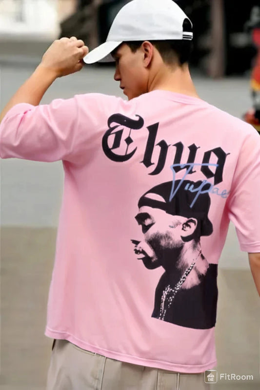 Men’s Pink Oversized Graphic Tee – Drop Shoulder | Relaxed Fit