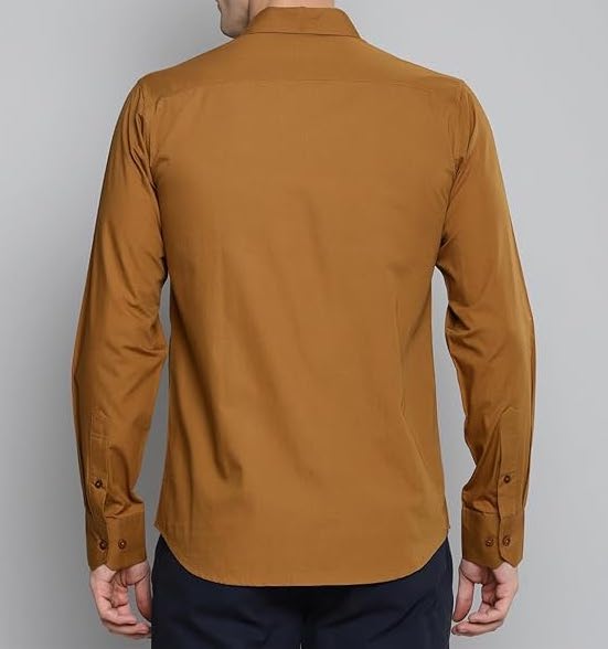 Men's Elegant Solid Mustard Shirt – Regular Fit | Semi-Formal & Casual Wear
