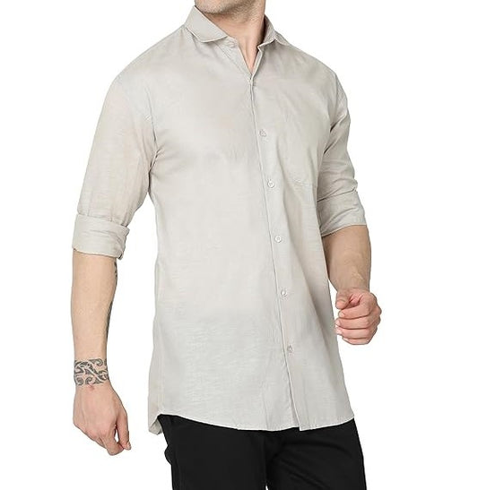 Men's Elegant Solid Grey Shirt – Regular Fit | Semi-Formal & Casual Wear