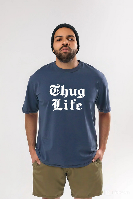 Men’s Blue Oversized Graphic Tee – Drop Shoulder | Relaxed Fit