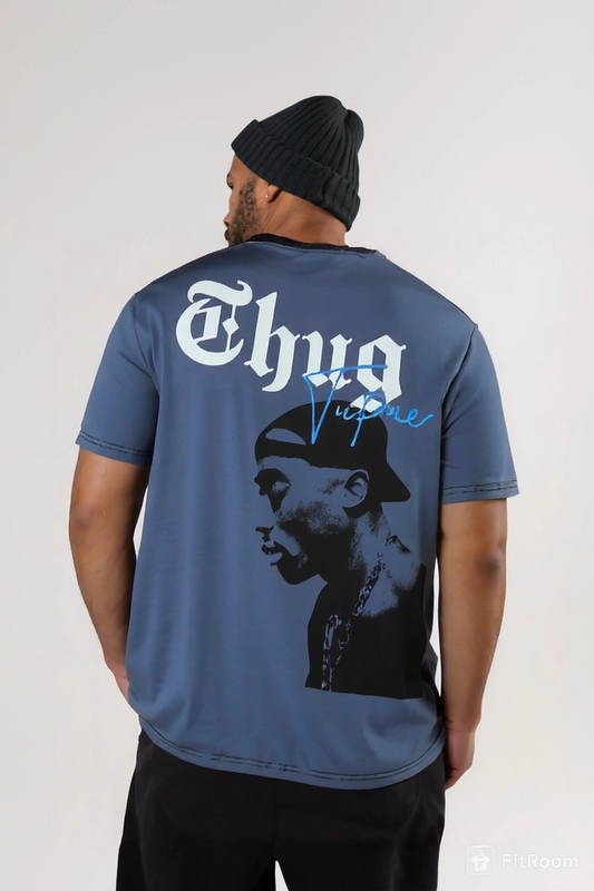 Men’s Blue Oversized Graphic Tee – Drop Shoulder | Relaxed Fit