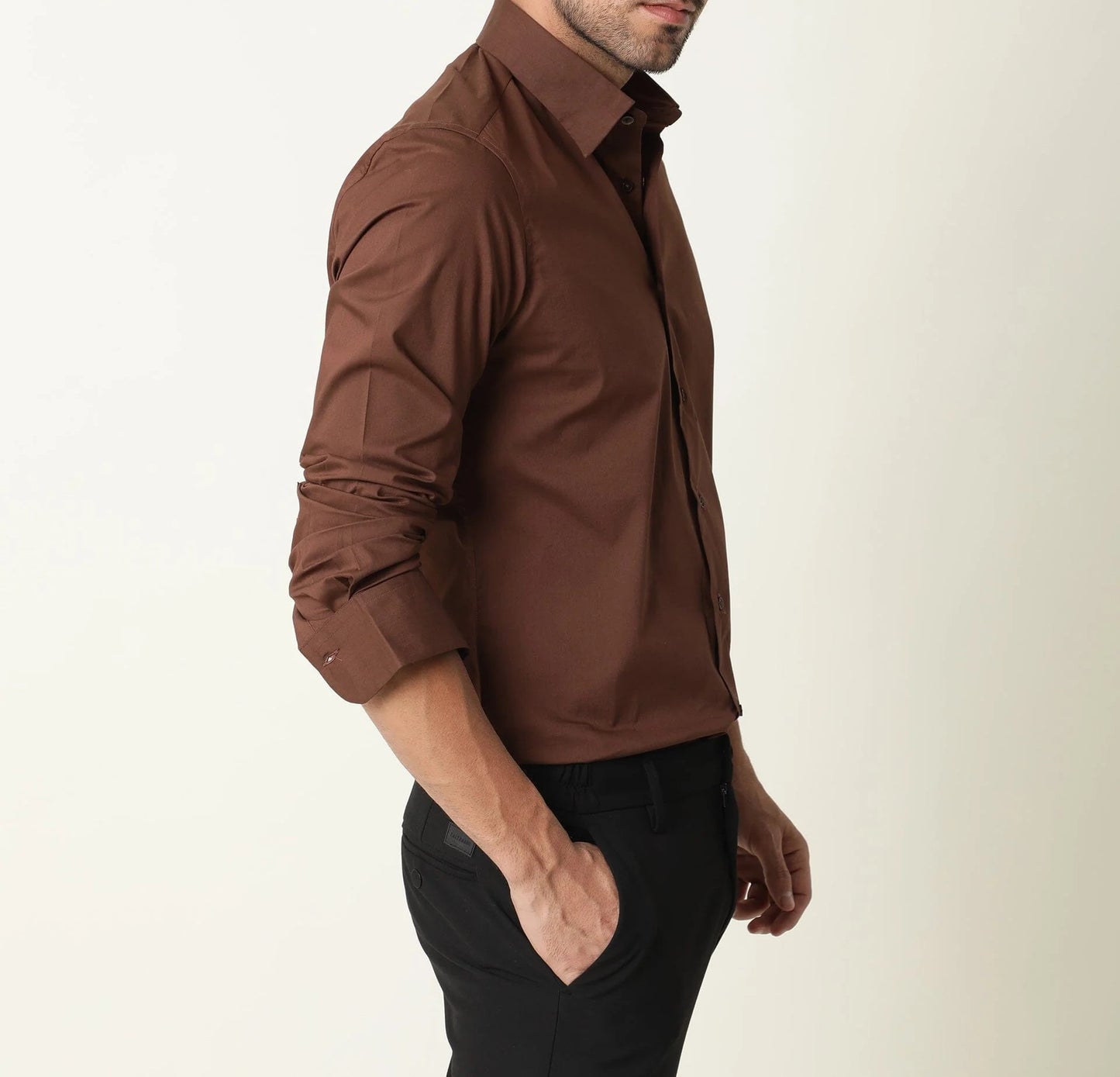 Men's Stylish Solid Casual Shirt - Regular Fit and Formal Wear Coffee Color