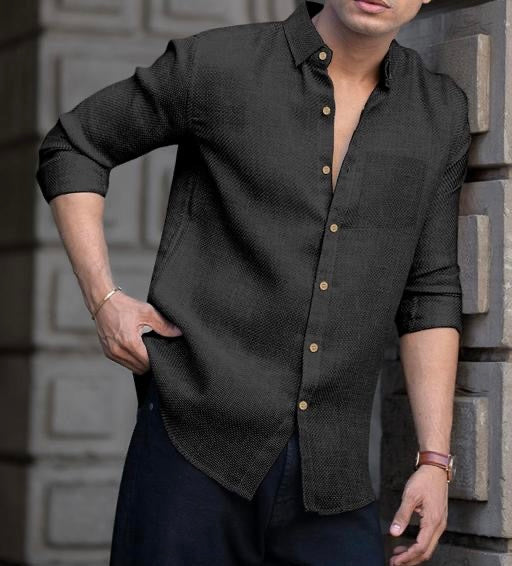 Midnight Black Linen Shirt – Effortlessly Stylish, Always on Trend