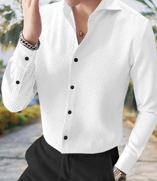 Textured White Popcorn Shirt – Classic Style with a Modern Twist