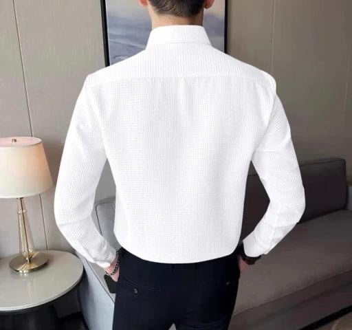Textured White Popcorn Shirt – Classic Style with a Modern Twist