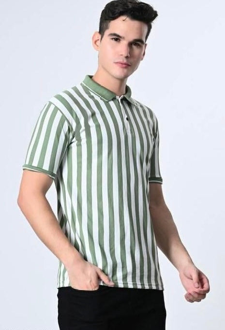 Olive Green Striped Button-Up Shirt – Casual, Stylish, and Versatile
