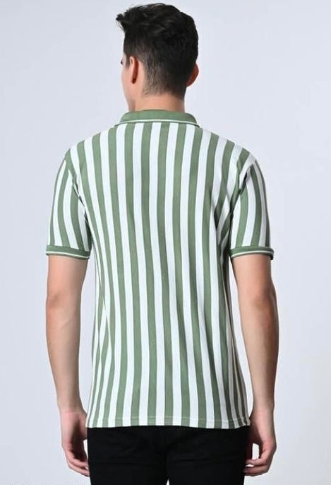 Olive Green Striped Button-Up Shirt – Casual, Stylish, and Versatile