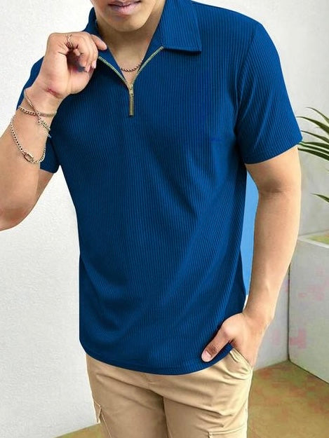 Blue Bolt Zip Tee – Electric Style with a Streetwear Edge