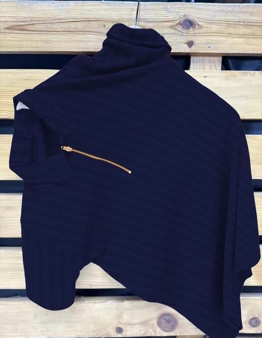 Blue Half-Sleeve Tee with Zip Collar – Fresh, Modern, and Comfortable