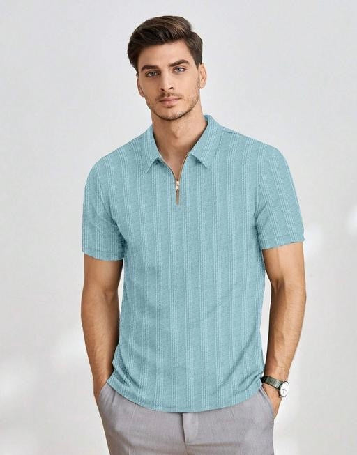 Sky Blue Zip Tee – Cool Breeze Style in Sky Blue