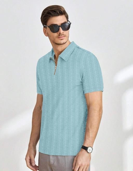 Sky Blue Zip Tee – Cool Breeze Style in Sky Blue