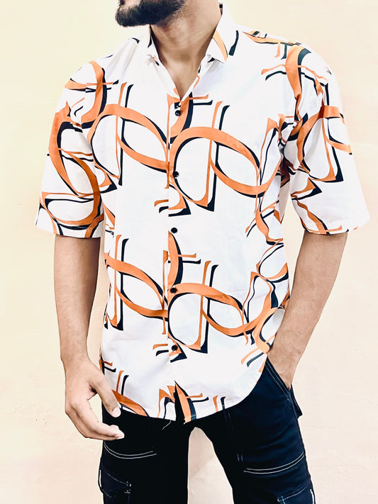 Stylish Men's Half Sleeve Shirt with Printed Lines