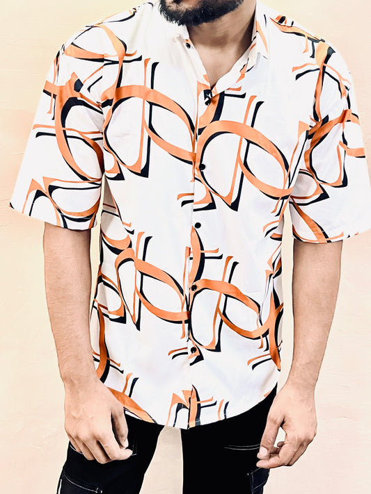Stylish Men's Half Sleeve Shirt with Printed Lines