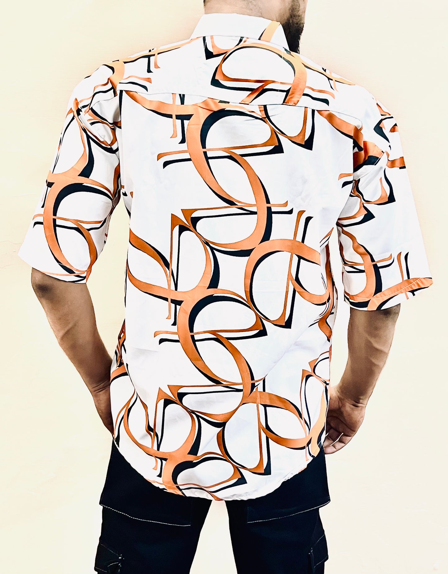 Stylish Men's Half Sleeve Shirt with Printed Lines