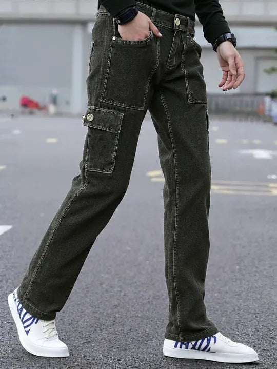Trendy Men's Cargo Jeans with Side Pockets