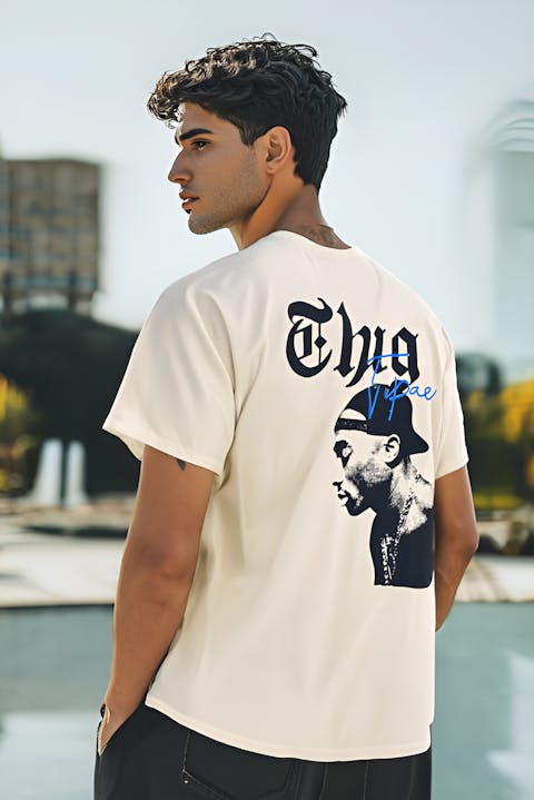Men’s Peach Oversized Graphic Tee – Drop Shoulder | Relaxed Fit
