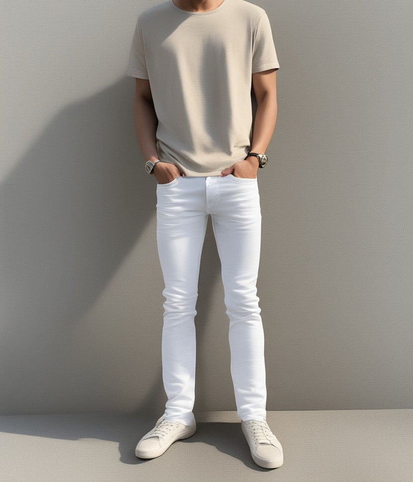 Men's Straight Fit White Jeans – Stylish, Comfortable & Versatile Denim