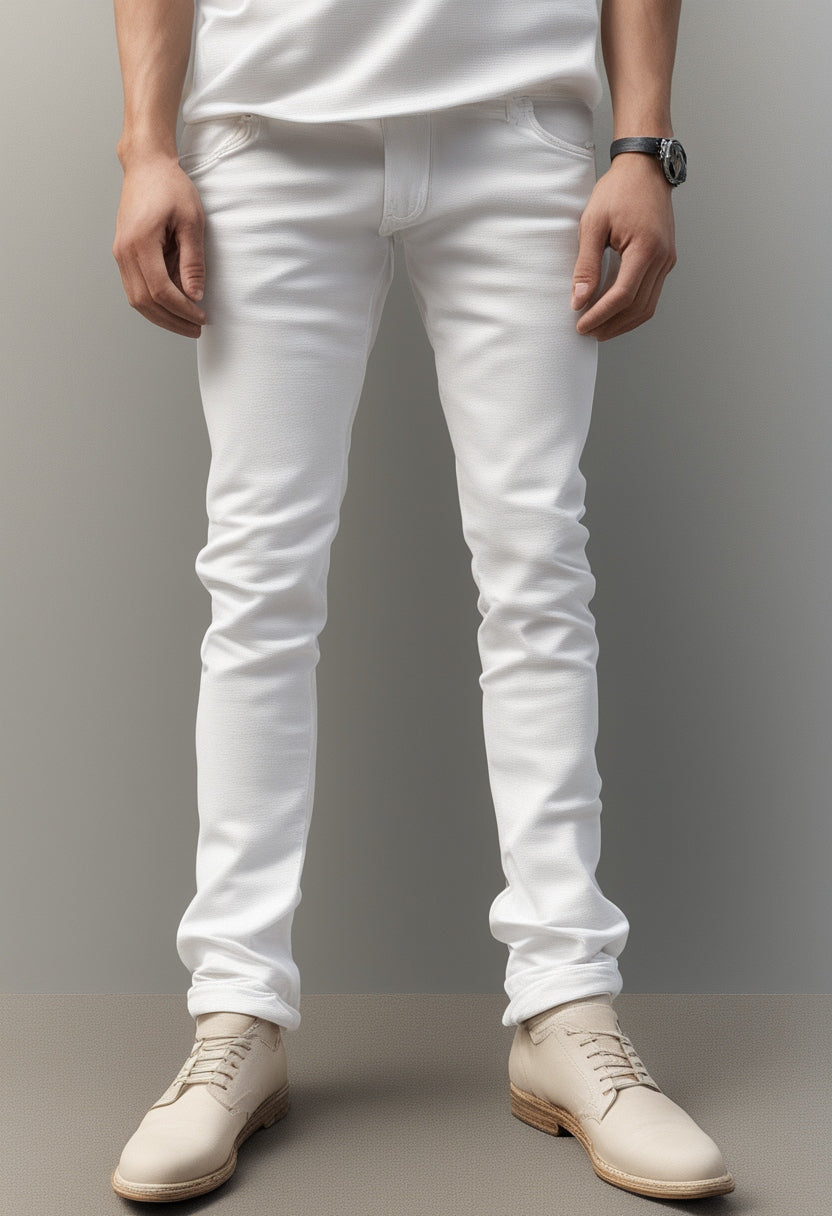Men's Straight Fit White Jeans – Stylish, Comfortable & Versatile Denim