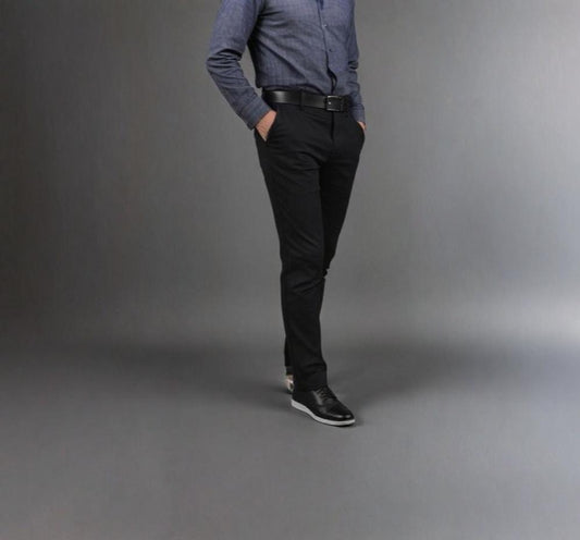 Classic Solid Black Office Pants – Premium Fabric, Sharp Look