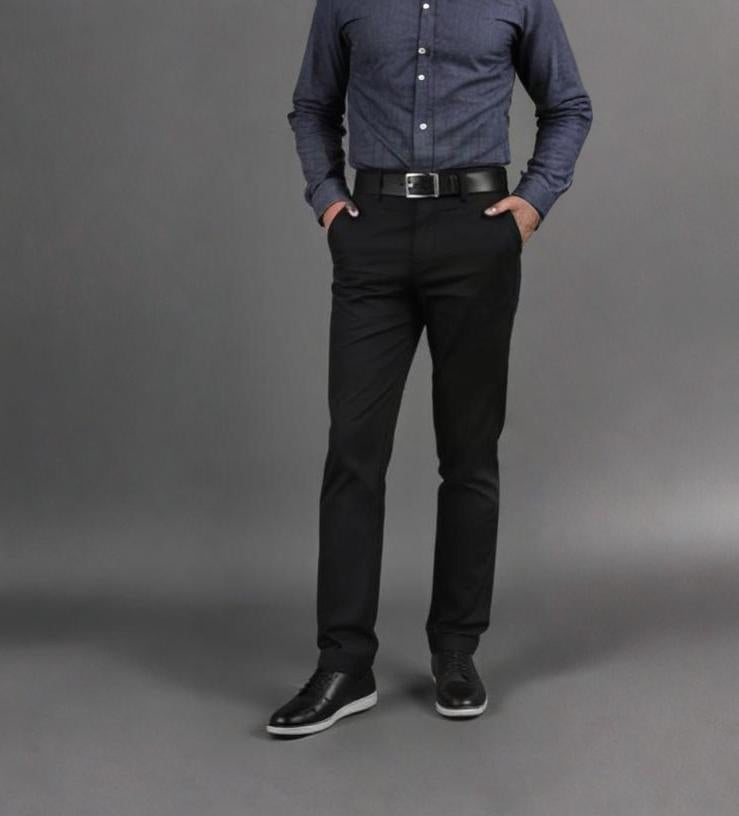 Classic Solid Black Office Pants – Premium Fabric, Sharp Look