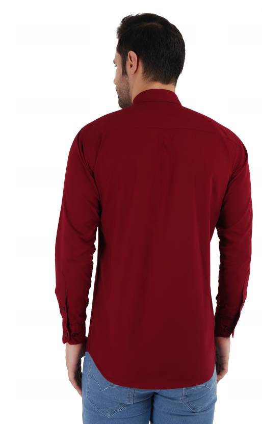 Men's Stylish Solid Casual Shirt - Regular Fit and Formal Wear Maroon Color