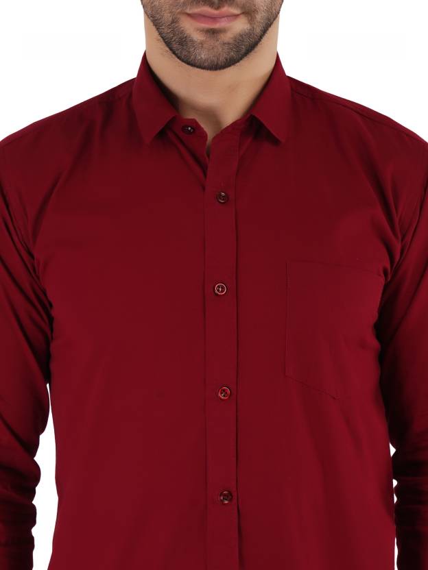 Men's Stylish Solid Casual Shirt - Regular Fit and Formal Wear Maroon Color